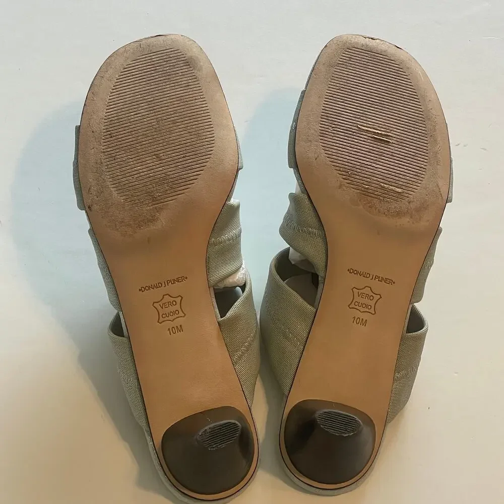 Donald J. Pliner HAIA Open Toe Sandals Womens Size 10 Mint Green Silver Metallic